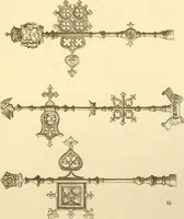 An illustration from Ornaments of the XVth and XVIth centuries. Ancient timber houses at Rouen, Caen, Bauvais, &c., Gothic furniture of the XVth century. Designs for gold & silver ornaments, and designs for iron & brass-work in the style of the XVth & XVIth centuries (1836)