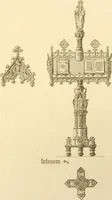 An illustration from Ornaments of the XVth and XVIth centuries. Ancient timber houses at Rouen, Caen, Bauvais, &c., Gothic furniture of the XVth century. Designs for gold & silver ornaments, and designs for iron & brass-work in the style of the XVth & XVIth centuries (1836)