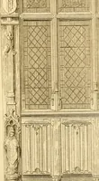 An illustration from Ornaments of the XVth and XVIth centuries. Ancient timber houses at Rouen, Caen, Bauvais, &c., Gothic furniture of the XVth century. Designs for gold & silver ornaments, and designs for iron & brass-work in the style of the XVth & XVIth centuries (1836)