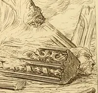 An illustration from Ornaments of the XVth and XVIth centuries. Ancient timber houses at Rouen, Caen, Bauvais, &c., Gothic furniture of the XVth century. Designs for gold & silver ornaments, and designs for iron & brass-work in the style of the XVth & XVIth centuries (1836)