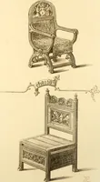 An illustration from Ornaments of the XVth and XVIth centuries. Ancient timber houses at Rouen, Caen, Bauvais, &c., Gothic furniture of the XVth century. Designs for gold & silver ornaments, and designs for iron & brass-work in the style of the XVth & XVIth centuries (1836)