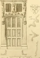 An illustration from Ornaments of the XVth and XVIth centuries. Ancient timber houses at Rouen, Caen, Bauvais, &c., Gothic furniture of the XVth century. Designs for gold & silver ornaments, and designs for iron & brass-work in the style of the XVth & XVIth centuries (1836)