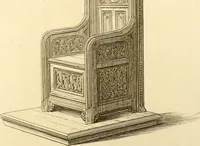 An illustration from Ornaments of the XVth and XVIth centuries. Ancient timber houses at Rouen, Caen, Bauvais, &c., Gothic furniture of the XVth century. Designs for gold & silver ornaments, and designs for iron & brass-work in the style of the XVth & XVIth centuries (1836)