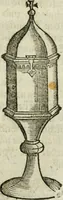An illustration from Ornatvs ecclesiasticvs, hoc est, Compendivm praecipvarvm rervm, qvibvs qvaevis rite decenterqve compositae ecclesiae exornari, ac redimiri debent : omnibus ecclesiarum praelatis & rectoribus, per totam Ratisbonensem Dioecesin cum primis necessarium, Latinè & Germanicè, adiectis etiam quarundam suppellectilium figuris (1591)