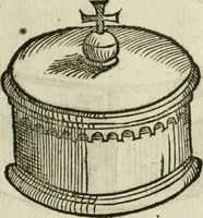 An illustration from Ornatvs ecclesiasticvs, hoc est, Compendivm praecipvarvm rervm, qvibvs qvaevis rite decenterqve compositae ecclesiae exornari, ac redimiri debent : omnibus ecclesiarum praelatis & rectoribus, per totam Ratisbonensem Dioecesin cum primis necessarium, Latinè & Germanicè, adiectis etiam quarundam suppellectilium figuris (1591)