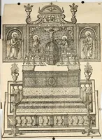 An illustration from Ornatvs ecclesiasticvs, hoc est, Compendivm praecipvarvm rervm, qvibvs qvaevis rite decenterqve compositae ecclesiae exornari, ac redimiri debent : omnibus ecclesiarum praelatis & rectoribus, per totam Ratisbonensem Dioecesin cum primis necessarium, Latinè & Germanicè, adiectis etiam quarundam suppellectilium figuris (1591)