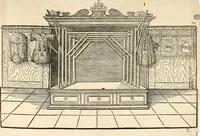 An illustration from Ornatvs ecclesiasticvs, hoc est, Compendivm praecipvarvm rervm, qvibvs qvaevis rite decenterqve compositae ecclesiae exornari, ac redimiri debent : omnibus ecclesiarum praelatis & rectoribus, per totam Ratisbonensem Dioecesin cum primis necessarium, Latinè & Germanicè, adiectis etiam quarundam suppellectilium figuris (1591)