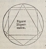 Picture 2 of 22 from Orontij Finei Delphinatis ... [De mundi sphaera, sive Cosmographia] primáve astronomiae parte, lib. V: in audita methodo ab authore renouati, proprijsque tum commentarijs [&] figuris, tum demonstrationibus [&] tabulis recens illustrati. : Eiusdem Orontii, rectarum in circuli quadrante subtensarum (quos sinus vocant) demonstratio, supputatióq[ue]; facillima, nunc primùm edita: vnà cum eoru[n]de[m] sinuu[m] tabula, fideli admodu[m] calculo restitua. : Eiusdem Orontii, organum vniuersale, ex supradicta sinuu[m] ratione contextu[m], quo tu[m] geometrici, tu[m] omnes astronomici canones, ex quatuor sinuu[m] proportione pendentes, mira facilitate practicantur (1542), leaf 23