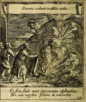An illustration from Orphevs evcharisticvs. Sive devs absconditvs humanitatis illecebris illustriores mundi partes ad se pertrahens, vltroneas arcanae maiestatis adoratrices (1657)