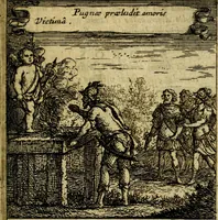 An illustration from Orphevs evcharisticvs. Sive devs absconditvs humanitatis illecebris illustriores mundi partes ad se pertrahens, vltroneas arcanae maiestatis adoratrices (1657)