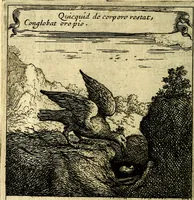 An illustration from Orphevs evcharisticvs. Sive devs absconditvs humanitatis illecebris illustriores mundi partes ad se pertrahens, vltroneas arcanae maiestatis adoratrices (1657)