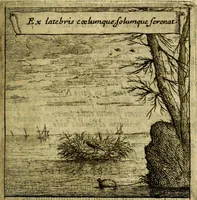An illustration from Orphevs evcharisticvs. Sive devs absconditvs humanitatis illecebris illustriores mundi partes ad se pertrahens, vltroneas arcanae maiestatis adoratrices (1657)