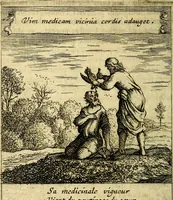 An illustration from Orphevs evcharisticvs. Sive devs absconditvs humanitatis illecebris illustriores mundi partes ad se pertrahens, vltroneas arcanae maiestatis adoratrices (1657)