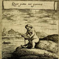 An illustration from Orphevs evcharisticvs. Sive devs absconditvs humanitatis illecebris illustriores mundi partes ad se pertrahens, vltroneas arcanae maiestatis adoratrices (1657)