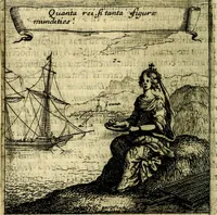 An illustration from Orphevs evcharisticvs. Sive devs absconditvs humanitatis illecebris illustriores mundi partes ad se pertrahens, vltroneas arcanae maiestatis adoratrices (1657)