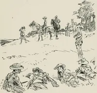 An illustration from Our battalion : being some slight impressions of His Majesty's Auxiliary Forces, in camp and elsewhere (1902)