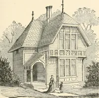 An illustration from Our homes and their adornments, or, How to build, finish, furnish and adorn a home, containing practical instructions for the building of homes, interior decoration, wood carving, scroll sawing, house painting, window hangings, screens, curtains, window gardening, incidental decorations, decorative-art needle-work, and economic landscape gardening; to which is added a household compendium of new, practical and valuable recipes, the whole being designed to make happy homes for happy people (1883)
