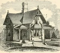 An illustration from Our homes and their adornments, or, How to build, finish, furnish and adorn a home, containing practical instructions for the building of homes, interior decoration, wood carving, scroll sawing, house painting, window hangings, screens, curtains, window gardening, incidental decorations, decorative-art needle-work, and economic landscape gardening; to which is added a household compendium of new, practical and valuable recipes, the whole being designed to make happy homes for happy people (1883)