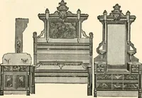 An illustration from Our homes and their adornments, or, How to build, finish, furnish and adorn a home, containing practical instructions for the building of homes, interior decoration, wood carving, scroll sawing, house painting, window hangings, screens, curtains, window gardening, incidental decorations, decorative-art needle-work, and economic landscape gardening; to which is added a household compendium of new, practical and valuable recipes, the whole being designed to make happy homes for happy people (1883)