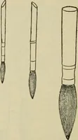 An illustration from The painters' encyclopædia. Containing definitions of all important words in the art of plain and artistic painting, with details of practice in coach, carriage, railway car, house, sign and ornamental painting, including graining, marbling ... and valuable hints and helps in scene painting, porcelain painting, plain painting, distemper painting, and all work in which a brush, pencil or palette is used (1887)