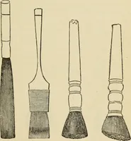 An illustration from The painters' encyclopædia. Containing definitions of all important words in the art of plain and artistic painting, with details of practice in coach, carriage, railway car, house, sign and ornamental painting, including graining, marbling ... and valuable hints and helps in scene painting, porcelain painting, plain painting, distemper painting, and all work in which a brush, pencil or palette is used (1887)