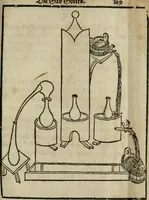 An illustration from Pandora, das ist, Die edleste Gab Gottes, oder, Der werde vnnd heilsamme Stein der Weysen, mit welchem die alten Philosophi, auch Theophrastus Paracelsus, die vnvolkom[m]ene Metallen, durch Gewalt des Fewrs verbessert, sampt allerley schädliche vnd unheilsame Kranckheiten, innerlich vnd eusserlich haben vertrieben : ein Guldener Schatz, welcher durch einen Liebhaber diser Kunst, von seinem Untergang errettet ist worden, vnnd zu Nutz allen Menschen, fürnem[m]lich den Liebhabern der Paracelsischen Artzney, erst jetz in Truck verfertiget (1582)
