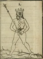 An illustration from Pandora, das ist, Die edleste Gab Gottes, oder, Der werde vnnd heilsamme Stein der Weysen, mit welchem die alten Philosophi, auch Theophrastus Paracelsus, die vnvolkom[m]ene Metallen, durch Gewalt des Fewrs verbessert, sampt allerley schädliche vnd unheilsame Kranckheiten, innerlich vnd eusserlich haben vertrieben : ein Guldener Schatz, welcher durch einen Liebhaber diser Kunst, von seinem Untergang errettet ist worden, vnnd zu Nutz allen Menschen, fürnem[m]lich den Liebhabern der Paracelsischen Artzney, erst jetz in Truck verfertiget (1582)