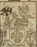 An illustration from Pandora, das ist, Die edleste Gab Gottes, oder, Der werde vnnd heilsamme Stein der Weysen, mit welchem die alten Philosophi, auch Theophrastus Paracelsus, die vnvolkom[m]ene Metallen, durch Gewalt des Fewrs verbessert, sampt allerley schädliche vnd unheilsame Kranckheiten, innerlich vnd eusserlich haben vertrieben : ein Guldener Schatz, welcher durch einen Liebhaber diser Kunst, von seinem Untergang errettet ist worden, vnnd zu Nutz allen Menschen, fürnem[m]lich den Liebhabern der Paracelsischen Artzney, erst jetz in Truck verfertiget (1582)
