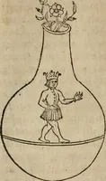 An illustration from Pandora, das ist, Die edleste Gab Gottes, oder, Der werde vnnd heilsamme Stein der Weysen, mit welchem die alten Philosophi, auch Theophrastus Paracelsus, die vnvolkom[m]ene Metallen, durch Gewalt des Fewrs verbessert, sampt allerley schädliche vnd unheilsame Kranckheiten, innerlich vnd eusserlich haben vertrieben : ein Guldener Schatz, welcher durch einen Liebhaber diser Kunst, von seinem Untergang errettet ist worden, vnnd zu Nutz allen Menschen, fürnem[m]lich den Liebhabern der Paracelsischen Artzney, erst jetz in Truck verfertiget (1582)