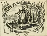 Picture 34 of 50 from Panegyricus aeternaturae gloriae invictissimo semper hostium triumphatori ... Ioanni Christophoro Königsmarchio ... destinatus : atq[ue] hoc die, qui laudum ipsius primus factorum supremus est, non dolori at solatio, non funeri sed splendori, coelo orbi posteris in gloriam famam exemplum expositus ... (1663), leaf 101