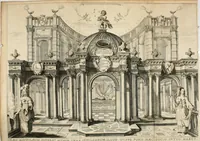 An illustration from Panegyricus aeternaturae gloriae invictissimo semper hostium triumphatori ... Ioanni Christophoro Königsmarchio ... destinatus : atq[ue] hoc die, qui laudum ipsius primus factorum supremus est, non dolori at solatio, non funeri sed splendori, coelo orbi posteris in gloriam famam exemplum expositus ... (1663)