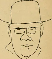 An illustration from Panoptikuma : irók és hirlapirók karrikaturái (1913)
