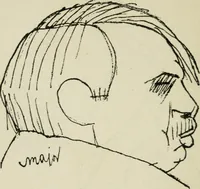 An illustration from Panoptikuma : irók és hirlapirók karrikaturái (1913)