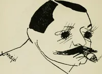 An illustration from Panoptikuma : irók és hirlapirók karrikaturái (1913)