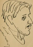 An illustration from Panoptikuma : irók és hirlapirók karrikaturái (1913)