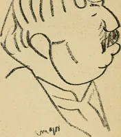 An illustration from Panoptikuma : irók és hirlapirók karrikaturái (1913)