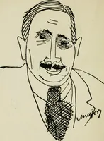 An illustration from Panoptikuma : irók és hirlapirók karrikaturái (1913)