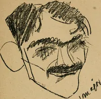 An illustration from Panoptikuma : irók és hirlapirók karrikaturái (1913)