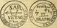 An illustration from Paracelsvs of the supreme mysteries of nature. : Of the spirits of the planets. of occult philosophy. The magical, sympathetical, and antipathetical cure of wounds and diseases. The mysteries of the twelve signs of the zodiack. (1656)