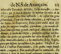 An illustration from Paranynfo celeste : historia de la mystica zarza, milagrosa imagen, y prodigioso santuario de Aranzazu, de religiosos observantes de nuetro [sic] serafico padre San Francisco en la provincia de Guipuzcoa, de la region de Cantabria, (1690)