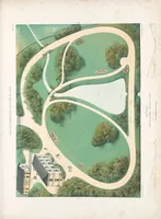 Picture 2 of 7 from Parcs et jardins des environs de Paris : Nouveau recueil de plans de jardins et petits parcs, dessinés à vol d'oiseau dans les genres français, anglais, suisse, etc. : variés de forme et de grandeur et accompagnés de constructions formant l'ornementation des jardins, pavillons, chalets, chaumières, kiosques, belvédères, orangeries, serres, pigeonniers, ponts, cascades, rochers, grottes, berceaux, etc., leaf 45