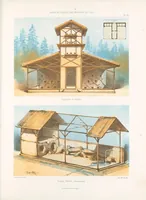 Picture 4 of 7 from Parcs et jardins des environs de Paris : Nouveau recueil de plans de jardins et petits parcs, dessinés à vol d'oiseau dans les genres français, anglais, suisse, etc. : variés de forme et de grandeur et accompagnés de constructions formant l'ornementation des jardins, pavillons, chalets, chaumières, kiosques, belvédères, orangeries, serres, pigeonniers, ponts, cascades, rochers, grottes, berceaux, etc., leaf 73