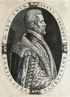 An illustration from Parnassus biceps : in cujus priore jugo musarum deorumque praesidum Hippocrenes : in altero deorum fatidicorum phoebadum, et vatum illustriorum qui priscis seculis oraculis, & praedictionibus claruerunt imagines proponuntur, & distichis latinis explicantur (1627)
