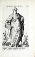 An illustration from Parnassus biceps : in cujus priore jugo musarum deorumque praesidum Hippocrenes : in altero deorum fatidicorum phoebadum, et vatum illustriorum qui priscis seculis oraculis, & praedictionibus claruerunt imagines proponuntur, & distichis latinis explicantur (1627)