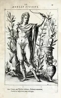 Picture 14 of 17 from Parnassus biceps : in cujus priore jugo musarum deorumque praesidum Hippocrenes : in altero deorum fatidicorum phoebadum, et vatum illustriorum qui priscis seculis oraculis, & praedictionibus claruerunt imagines proponuntur, & distichis latinis explicantur (1627), leaf 99