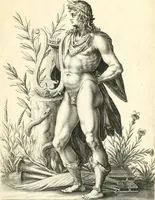 Picture 11 of 49 from Parnassvs cum imaginibus mvsarvm deorumq[ue] praesidum Hippocrenes : omnia depicta sunt, & distichis latinis illustrata (1601), leaf 34