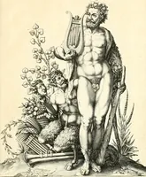 An illustration from Parnassvs cum imaginibus mvsarvm deorumq[ue] praesidum Hippocrenes : omnia depicta sunt, & distichis latinis illustrata (1601)
