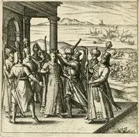 An illustration from Parnassvs cum imaginibus mvsarvm deorumq[ue] praesidum Hippocrenes : omnia depicta sunt, & distichis latinis illustrata (1601)