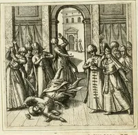An illustration from Parnassvs cum imaginibus mvsarvm deorumq[ue] praesidum Hippocrenes : omnia depicta sunt, & distichis latinis illustrata (1601)