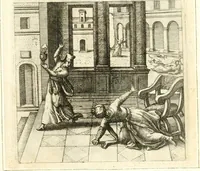 An illustration from Parnassvs cum imaginibus mvsarvm deorumq[ue] praesidum Hippocrenes : omnia depicta sunt, & distichis latinis illustrata (1601)